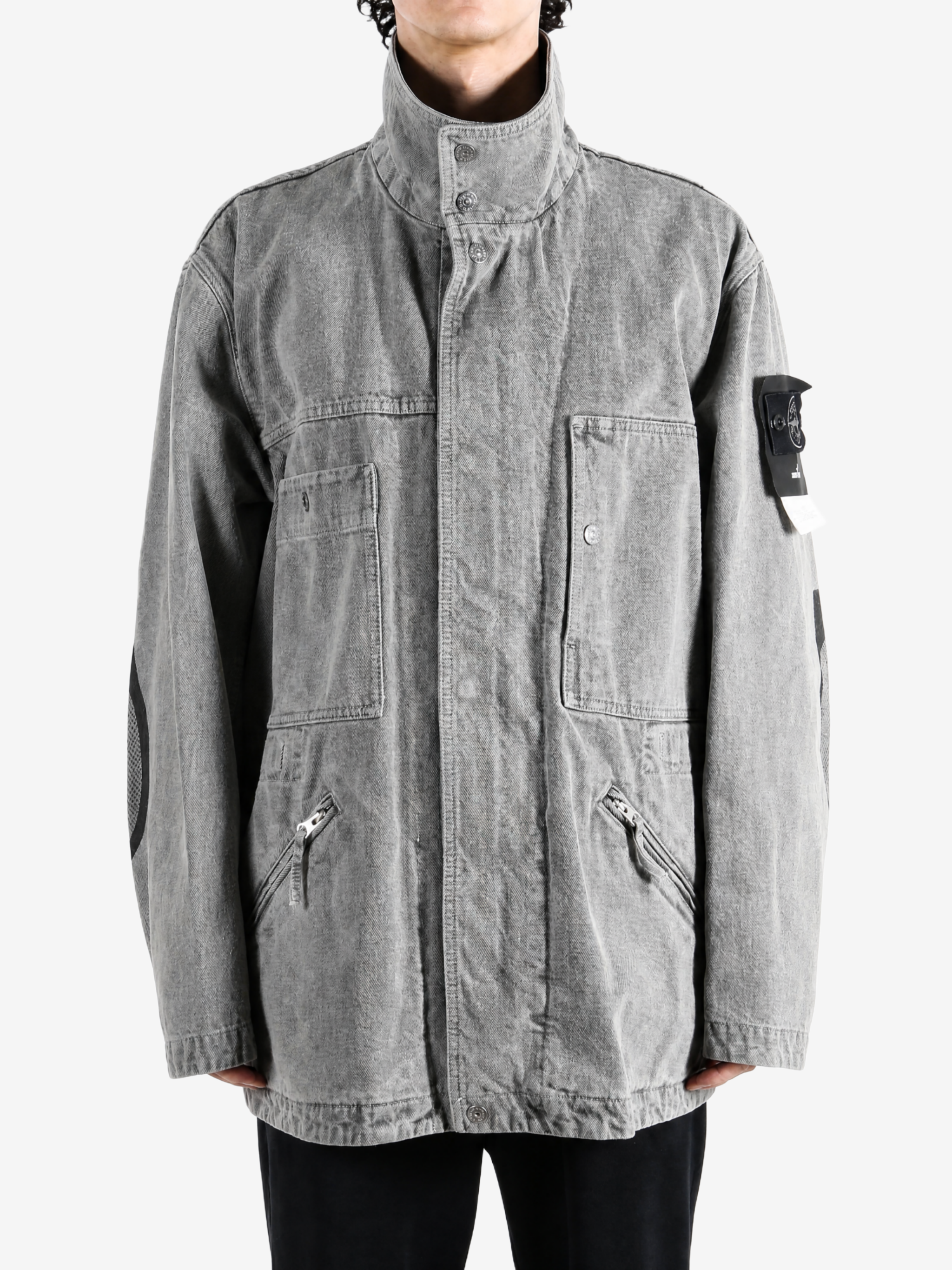 Grey jacket, full body view