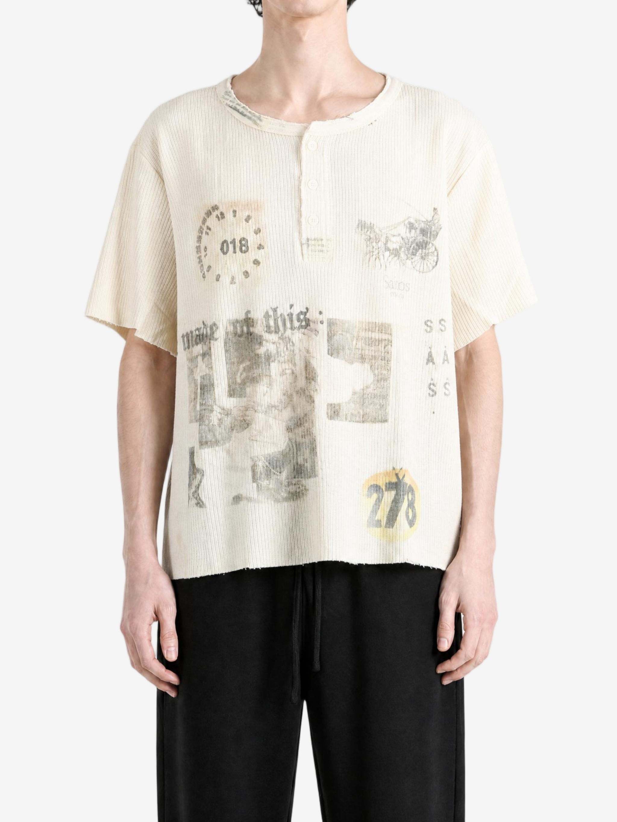 Tan t-shirt, full body view
