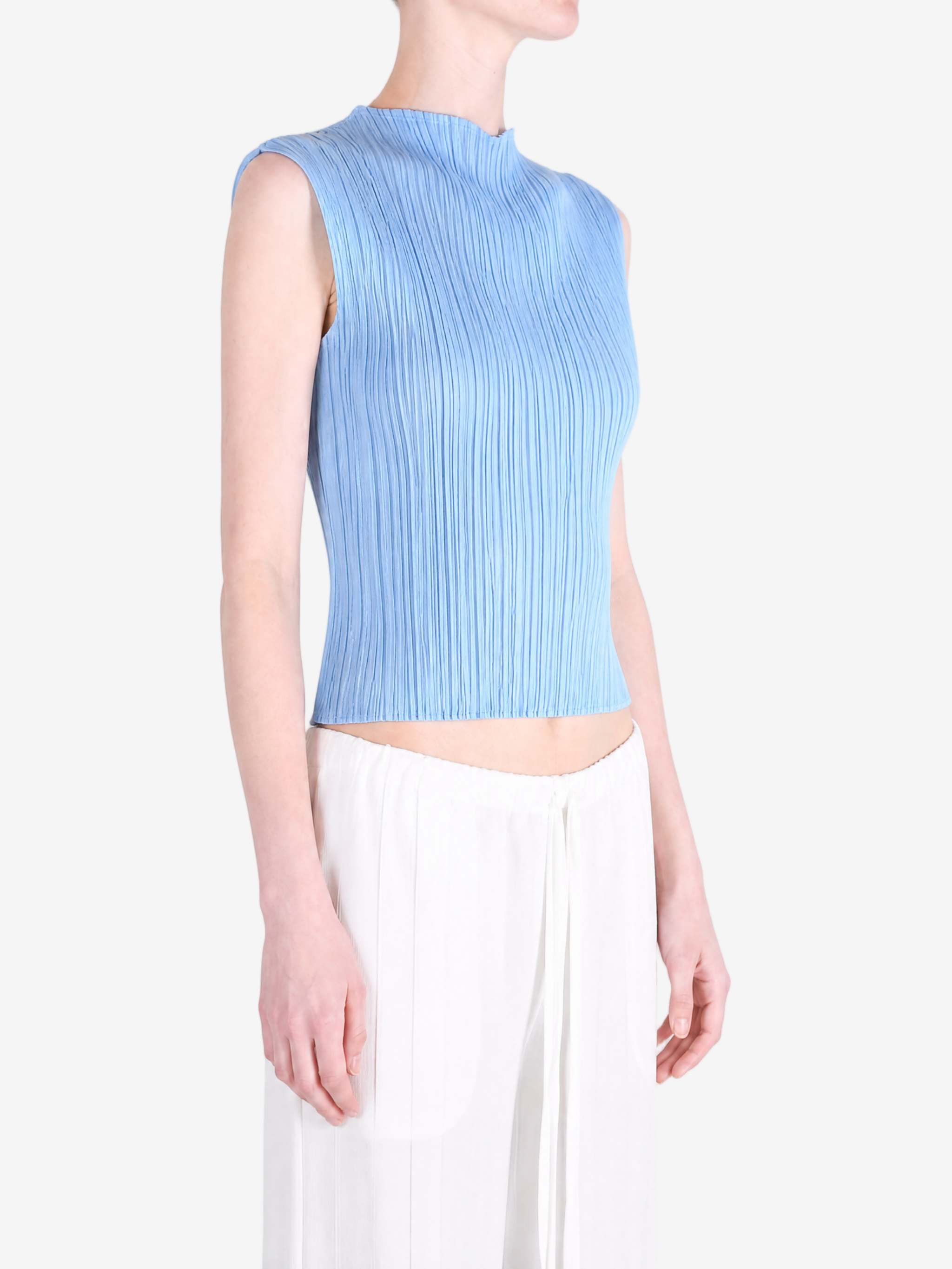 Blue shirt worn by a person, showing the shirt fit