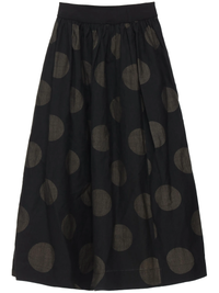 Black midi skirt, front view