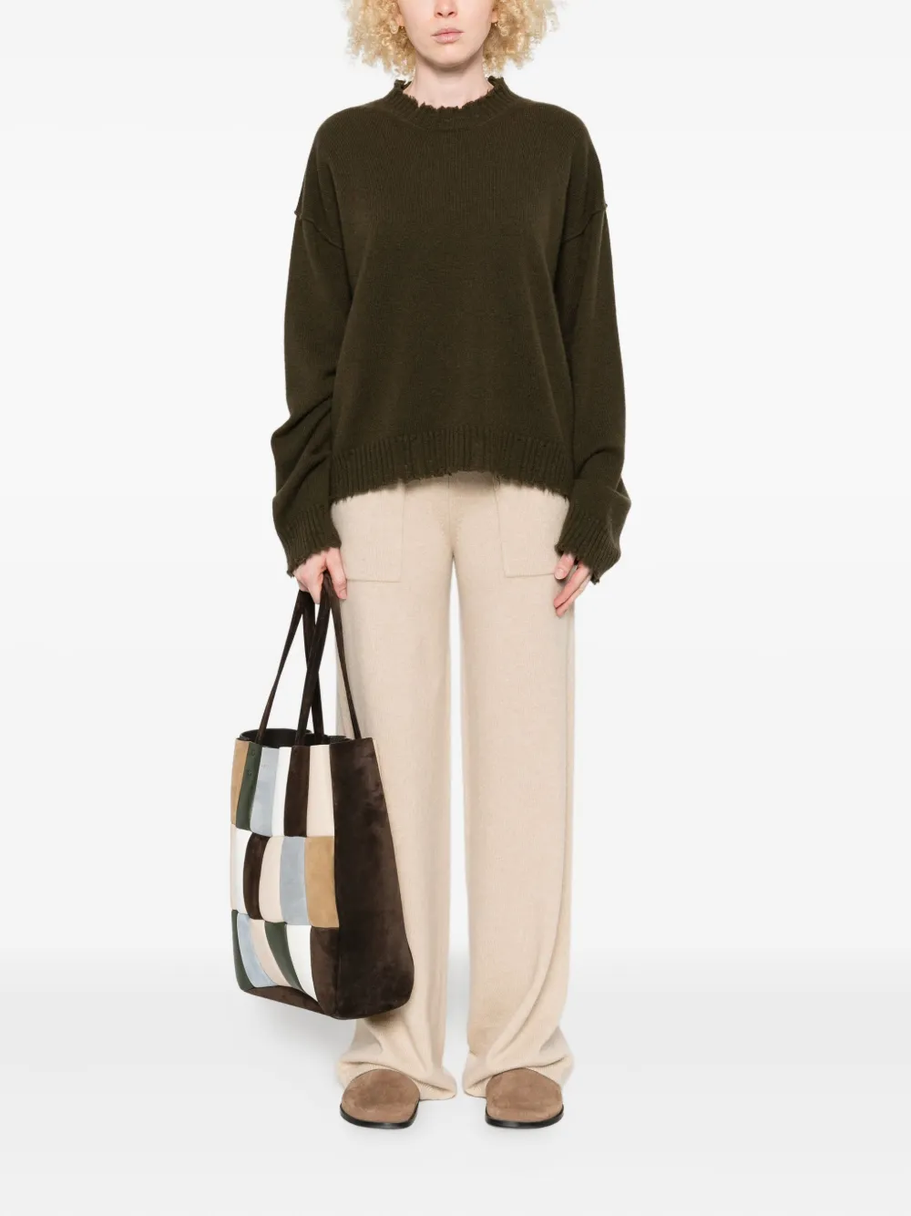 Green top,full body view