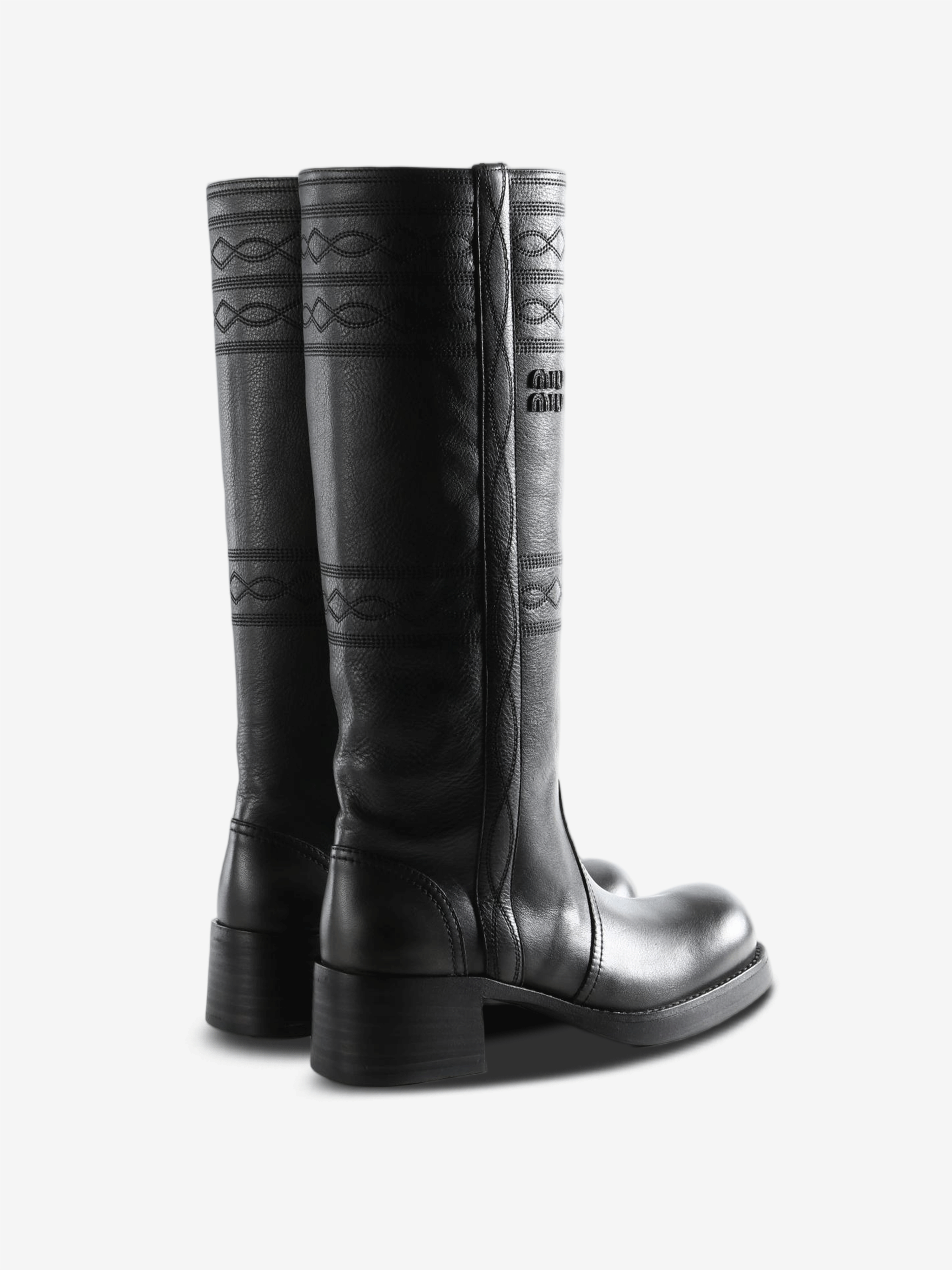 Black boots, back view