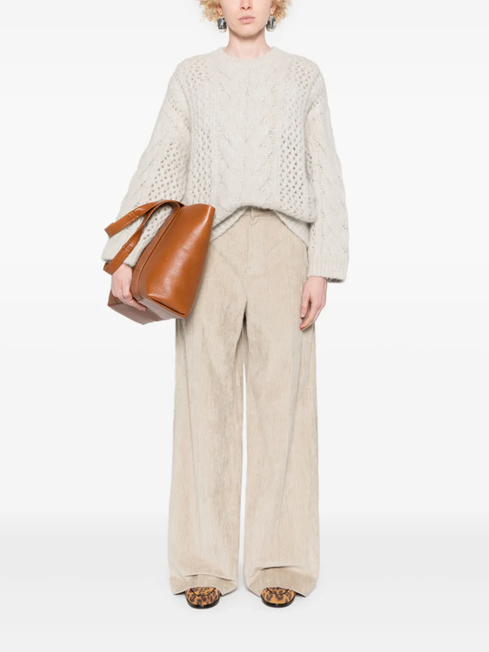 Tan pants, full body view