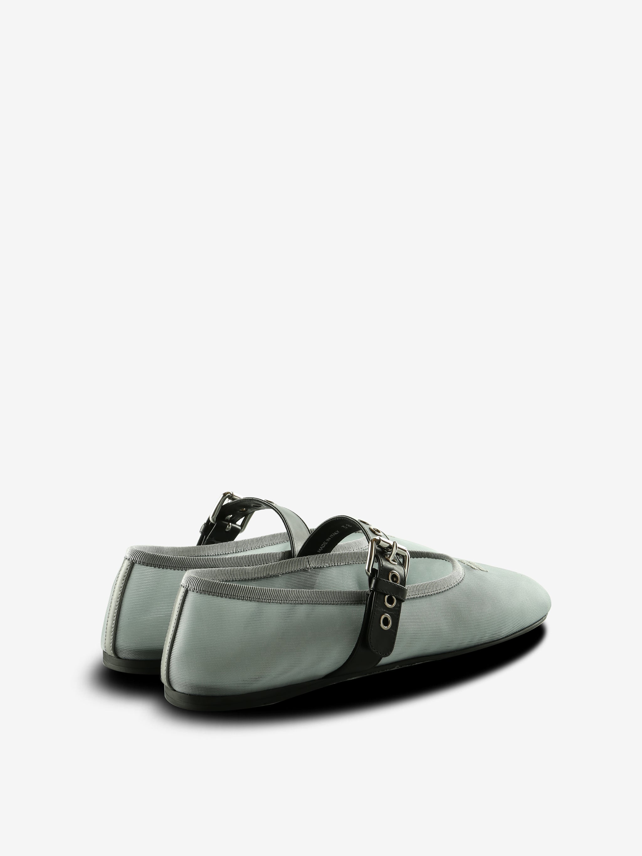 green shoes, back view