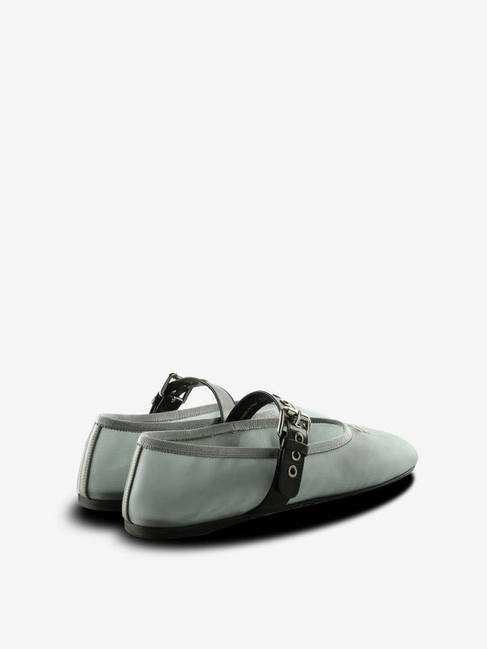 green shoes, back view