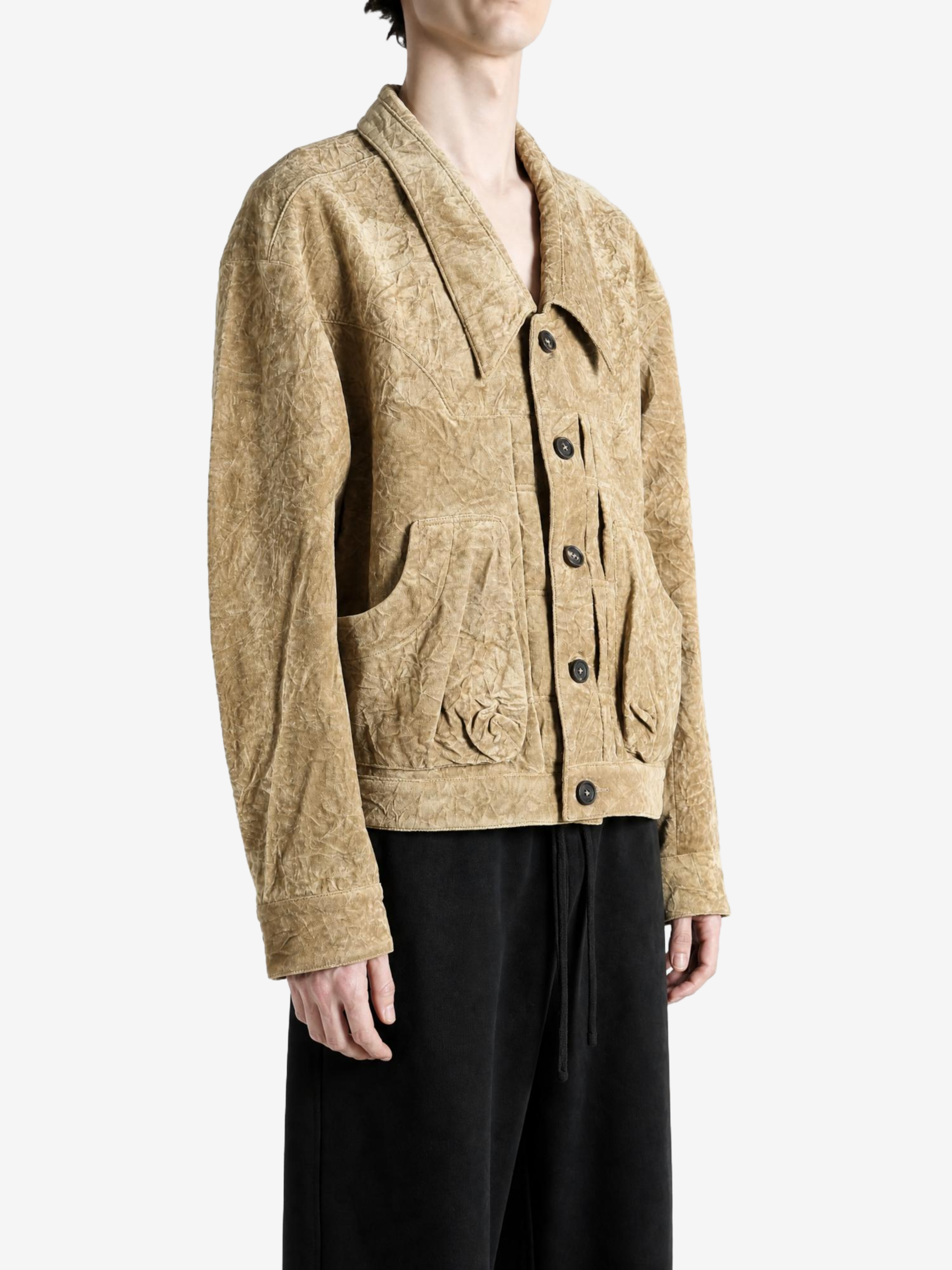 Tan jacket, front view