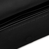 Close up of black bag,showing texture of the leather fabric