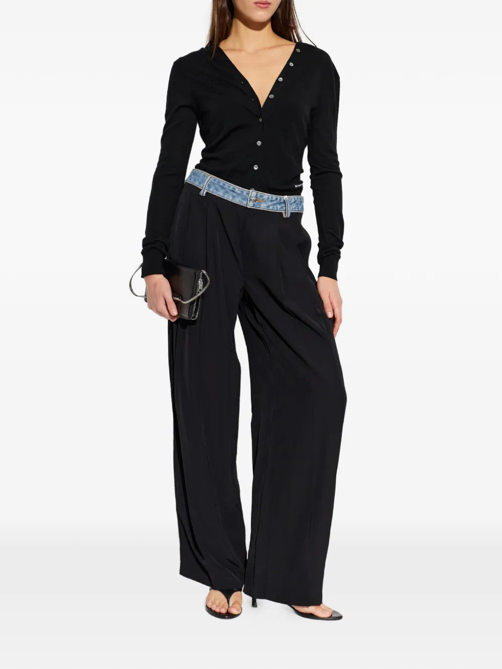 Black knitwear, full body view