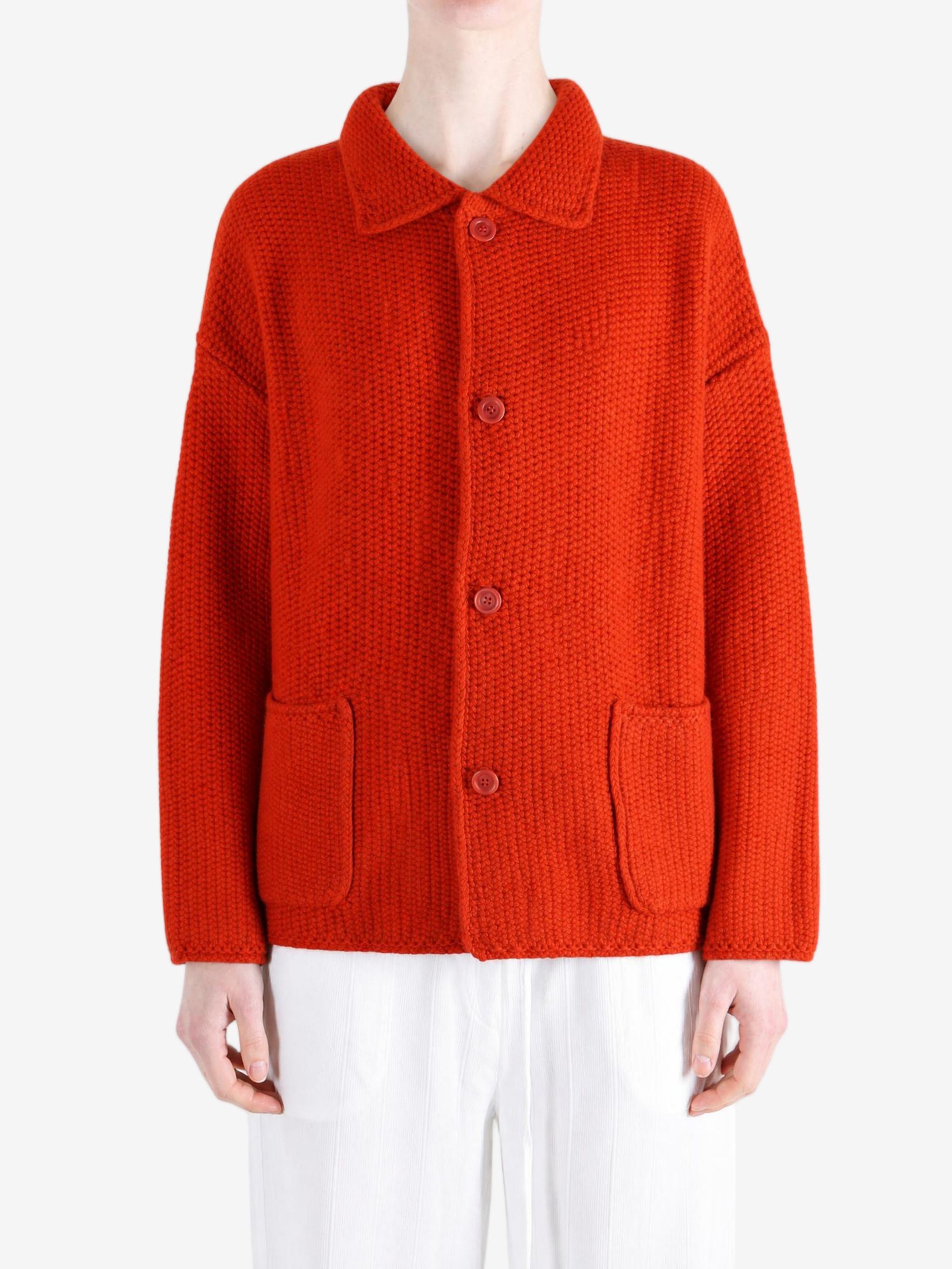 Red jacket, full body view