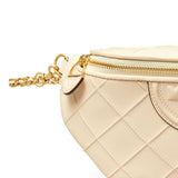 Close up of Tan bag, showing texture of the nappa leather fabric