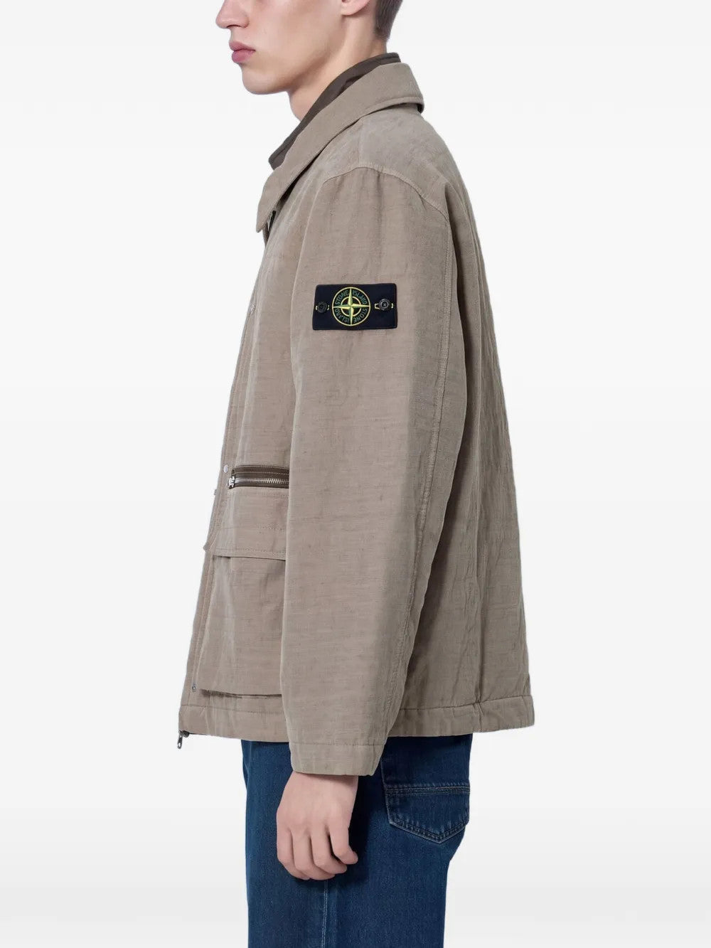 Tan jacket, front view
