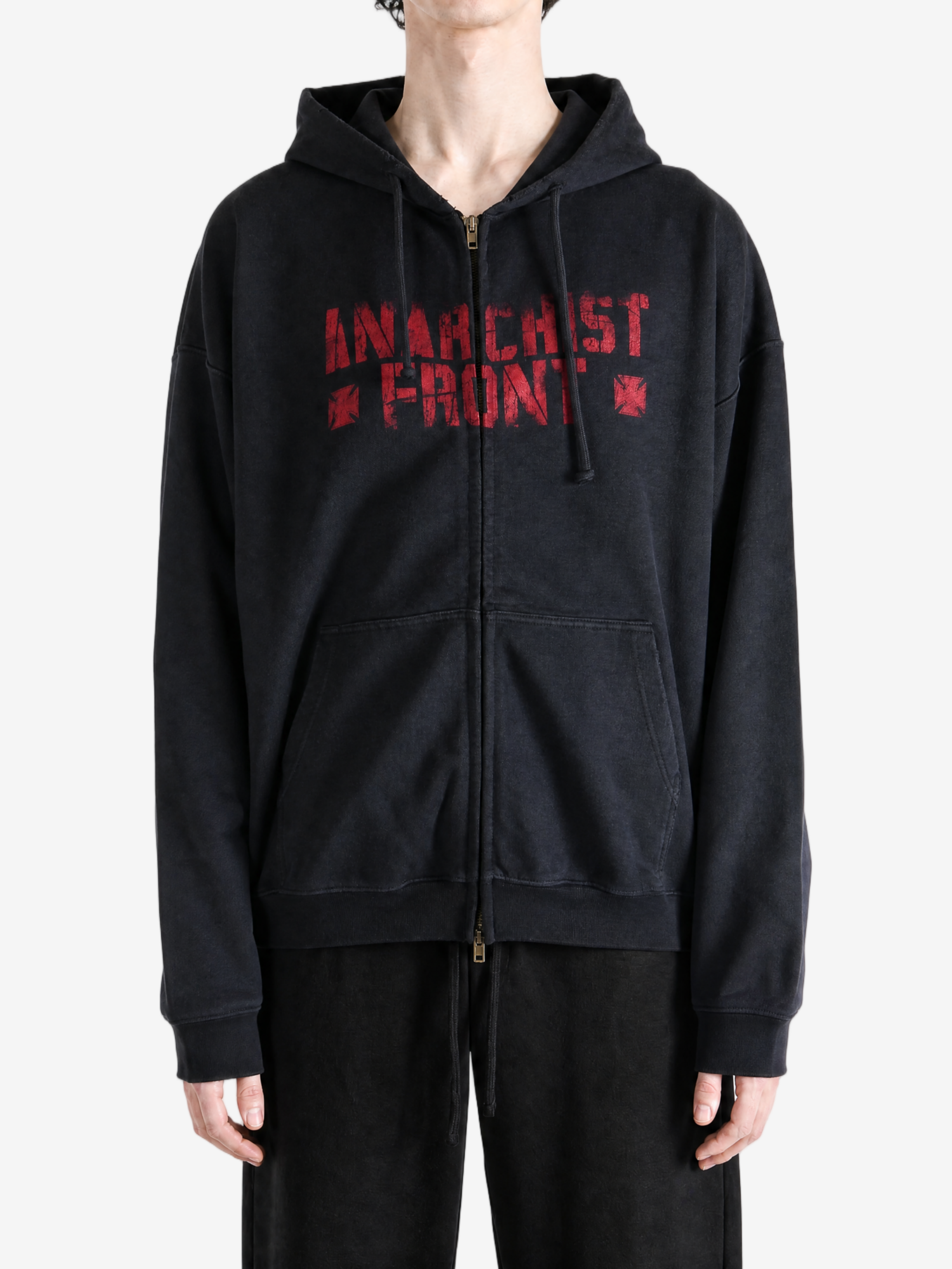 Black hoodie, full body view