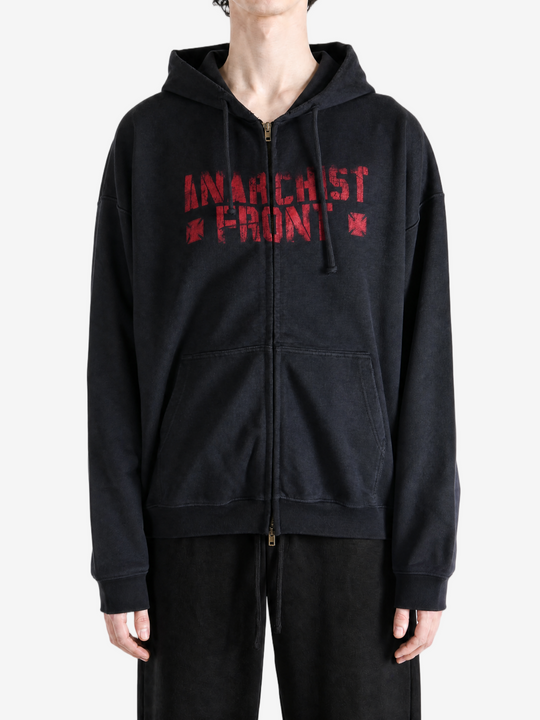 Black hoodie, full body view