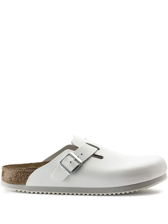 White sandals, front view.