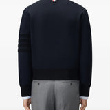Navy jacket, full body view