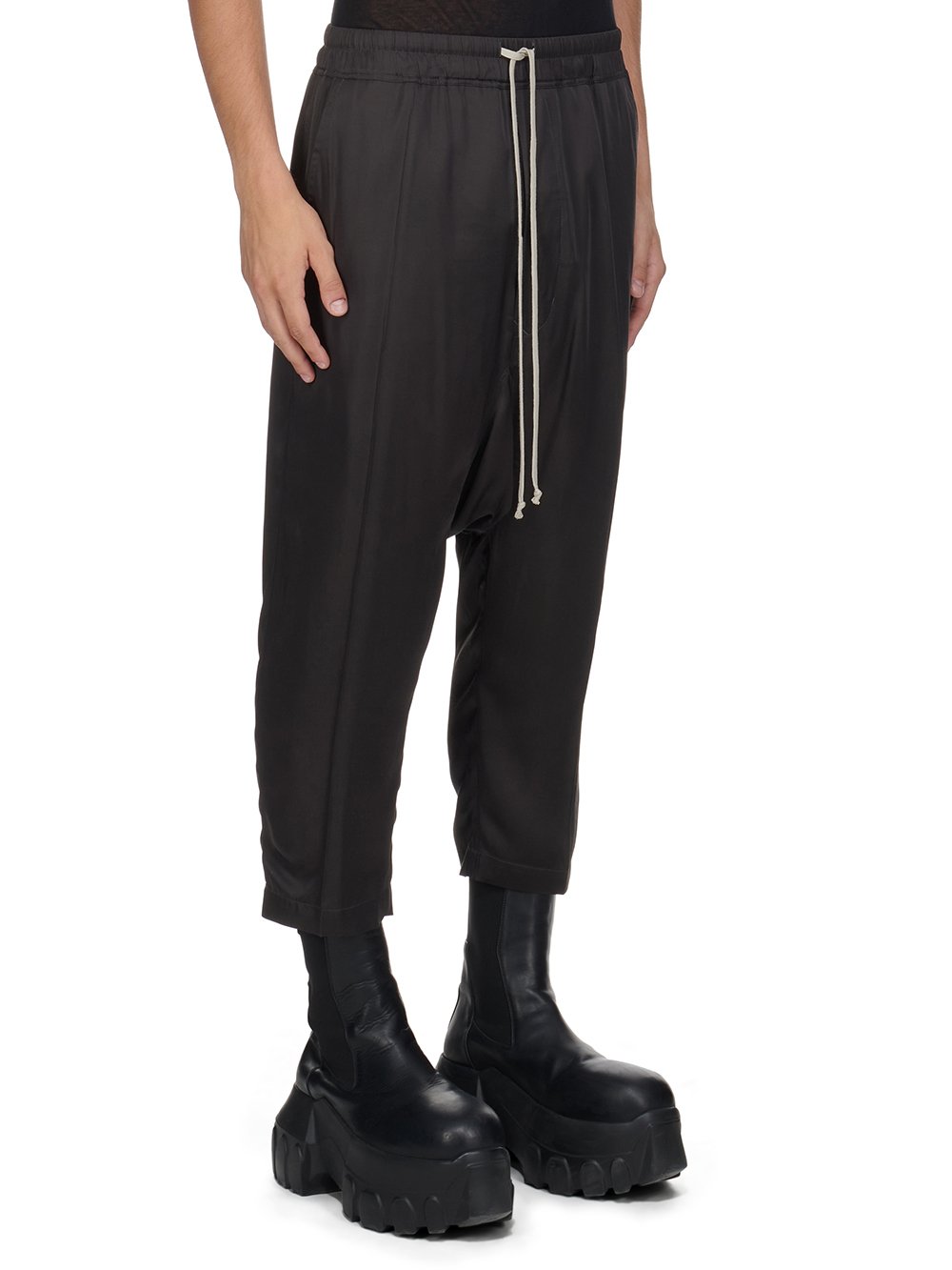 RICK OWENS - Men Charmeuse Drawstring Cropped Pants