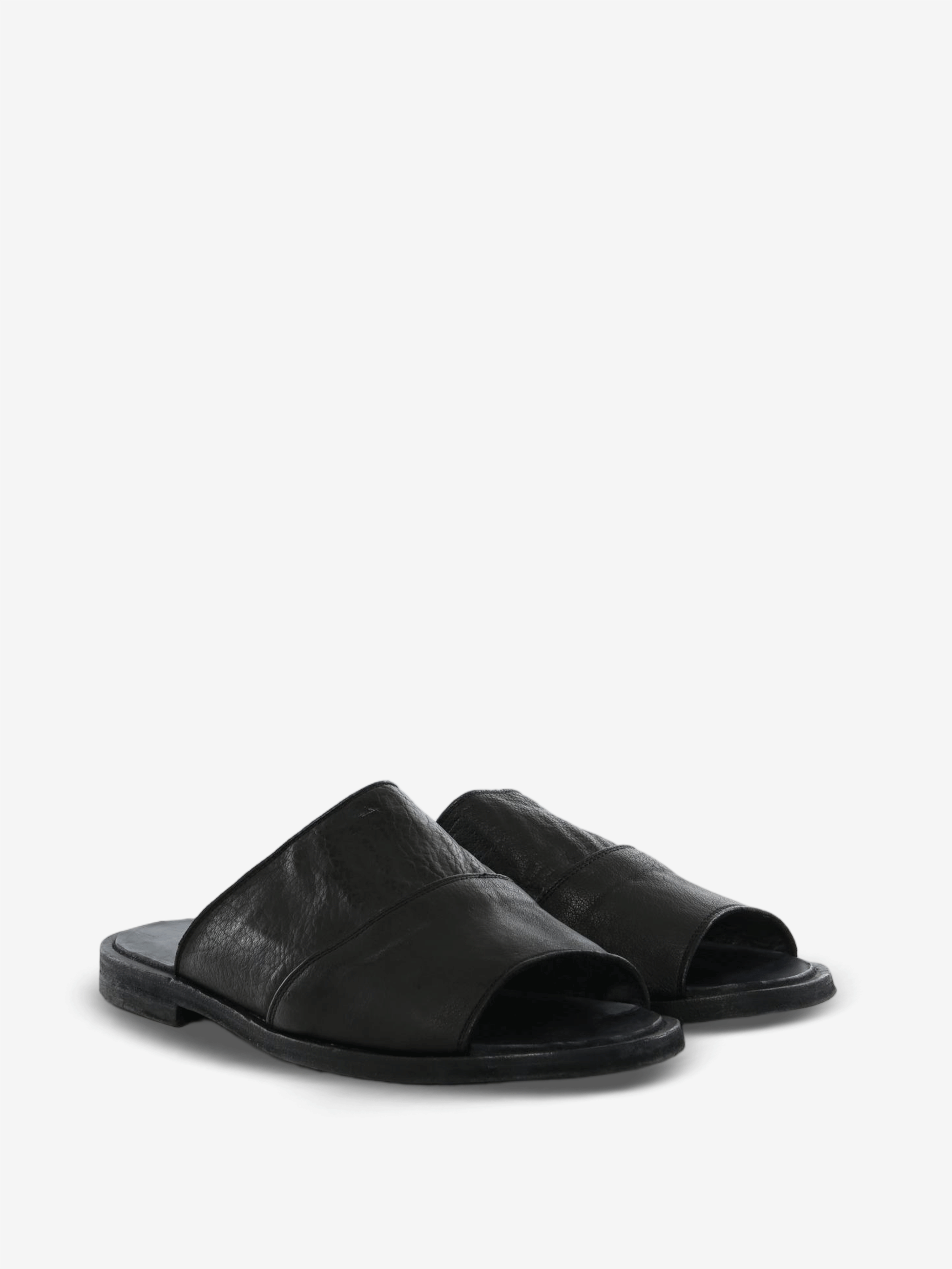 Black sandals, front view