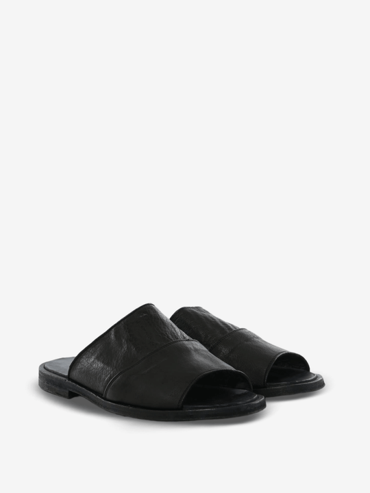 Black sandals, front view