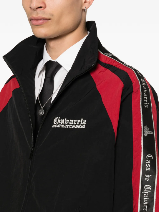 close up of black jackets-coats , showing texture of the nylon fabric