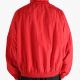Red jacket worn by a person,showing the jacket fit