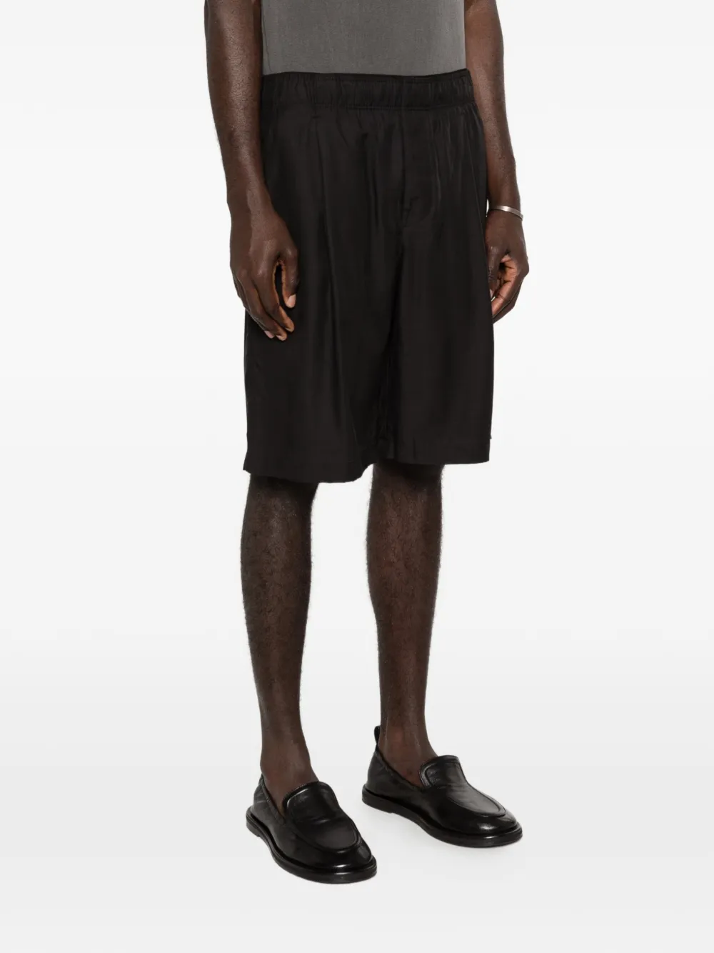 Black shorts worn by a person, showing the shorts fit