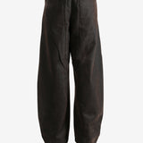 Brown pants worn by a person, showing the pants fit