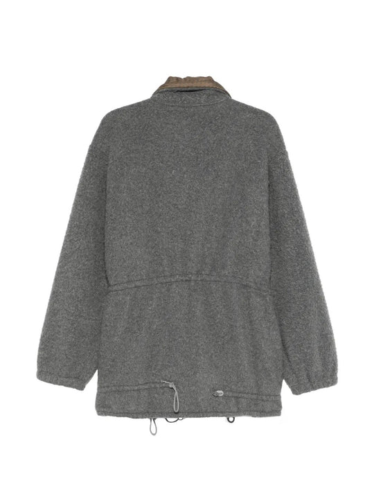 Grey jackets, back view