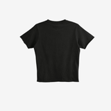 Black t-shirt, back view