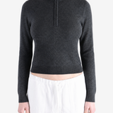 AURALEE - Women Smooth Fulled Wool Knit Half Zip Pullover