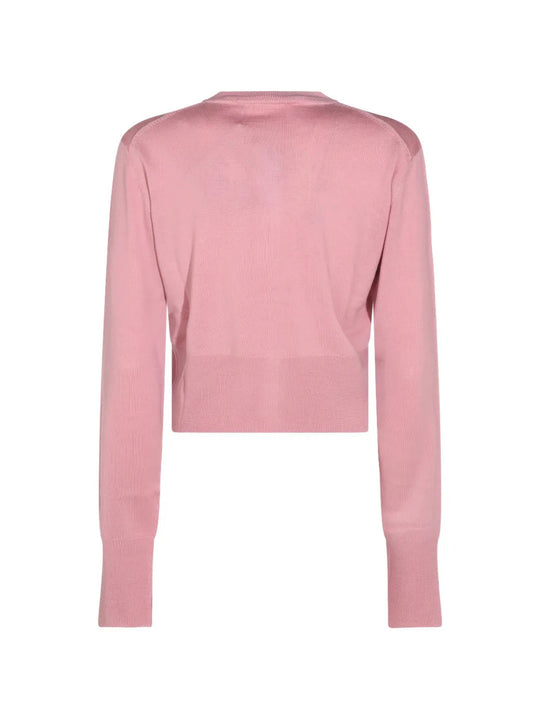 Pink knitwear, back view