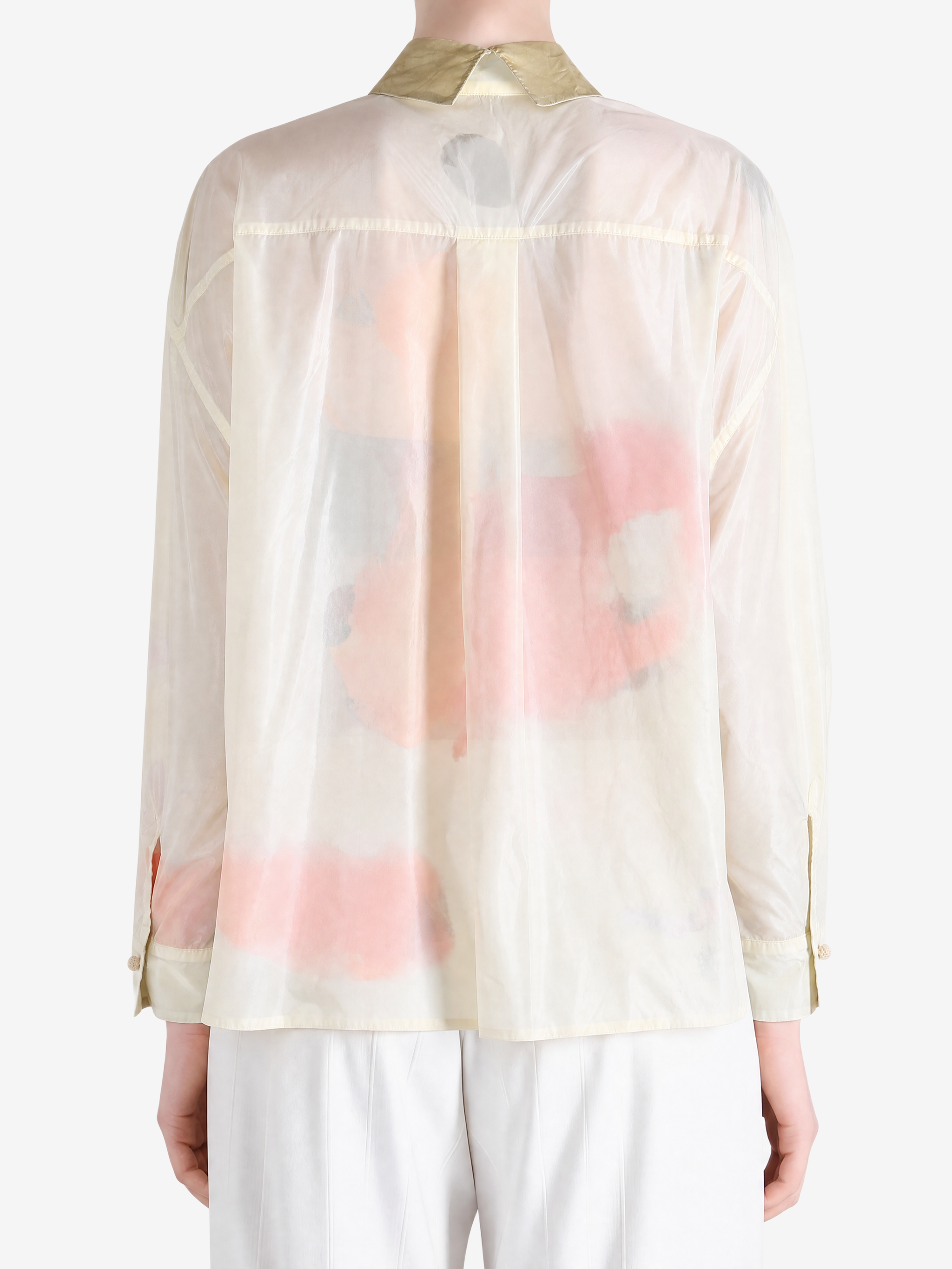 Tan shirt, full body view