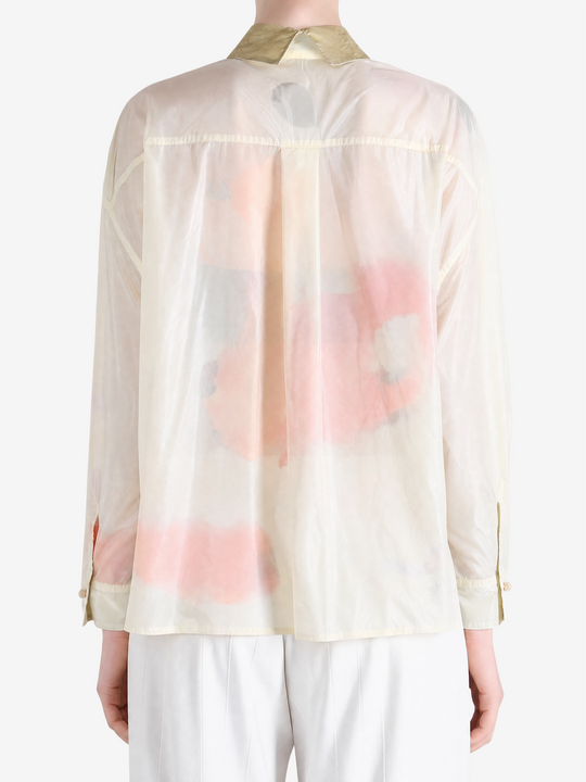 Tan shirt, full body view