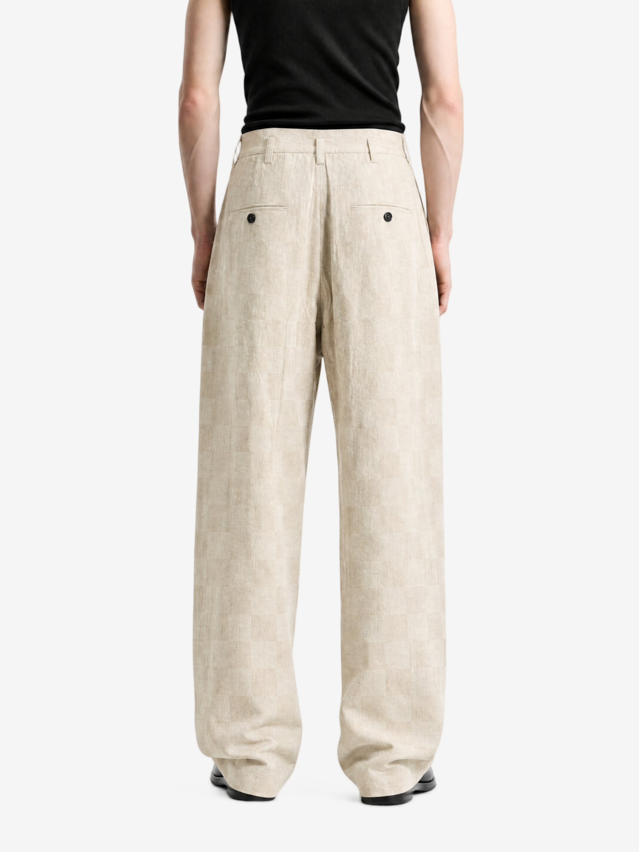 Tan pants, full body view