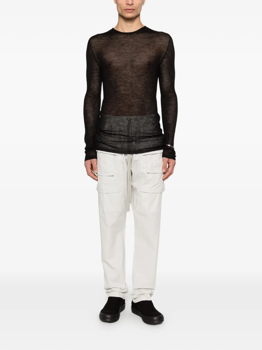 Black t-shirt, full body view