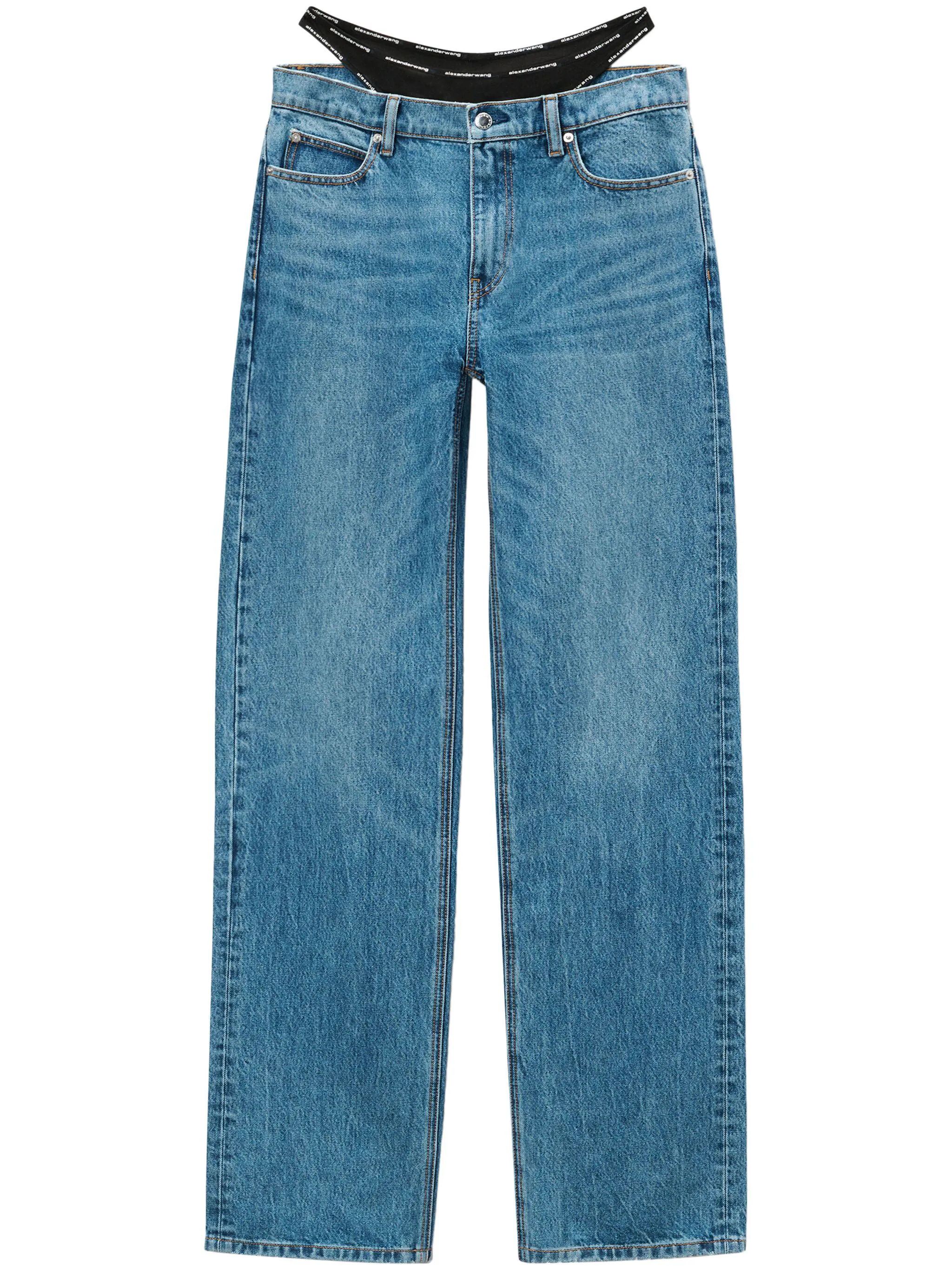 Alexander wang Blue on sale SS22 Diamante Logo Strap Layer Jeans