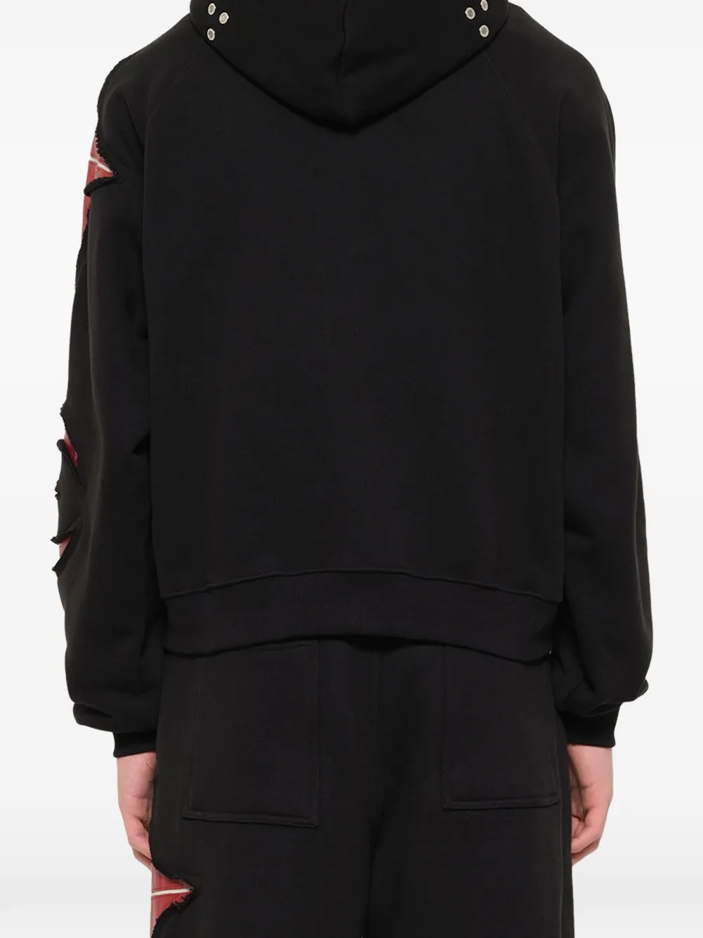 Black hoodie, full body view