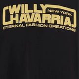 Close up of Black t-shirt, showing texture of the 100% cotton fabric