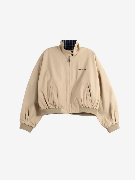 Tan jacket, front view