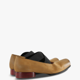 Tan shoes, side view
