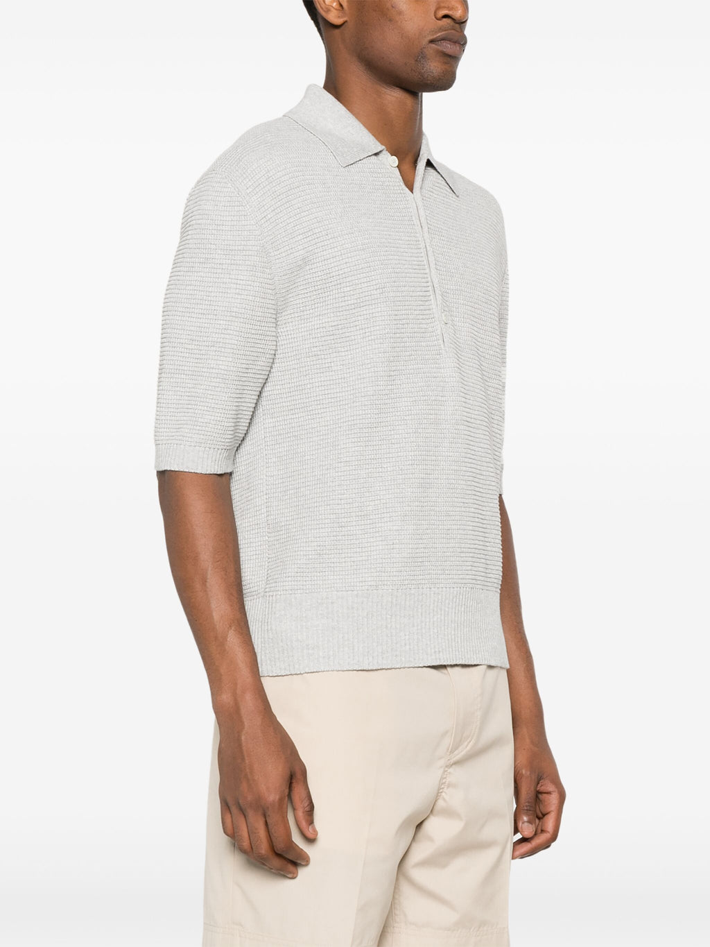 THOM BROWNE - Men Textured Stitch Polo Tee