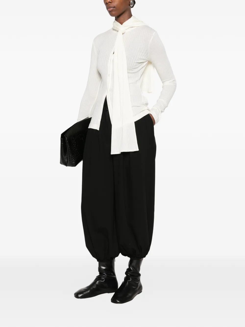 White top, full body view