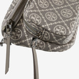 Close up of the grey bag, showing texture of the cotton and polyester fabric