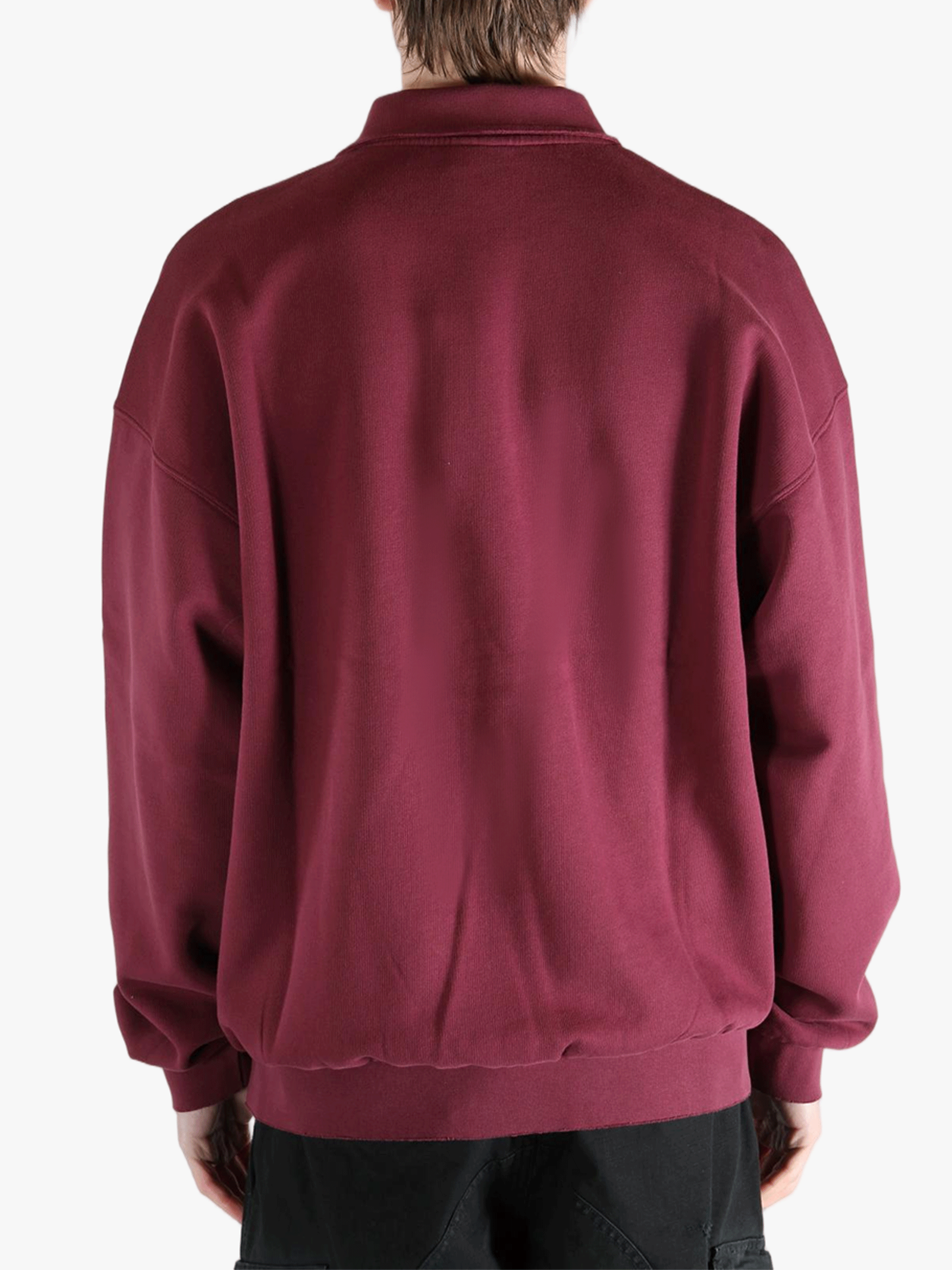 Red sweats-hoodies worn by a person, showing the fit