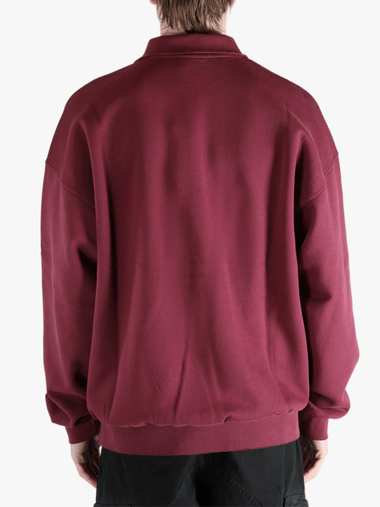 Red sweats-hoodies worn by a person, showing the fit