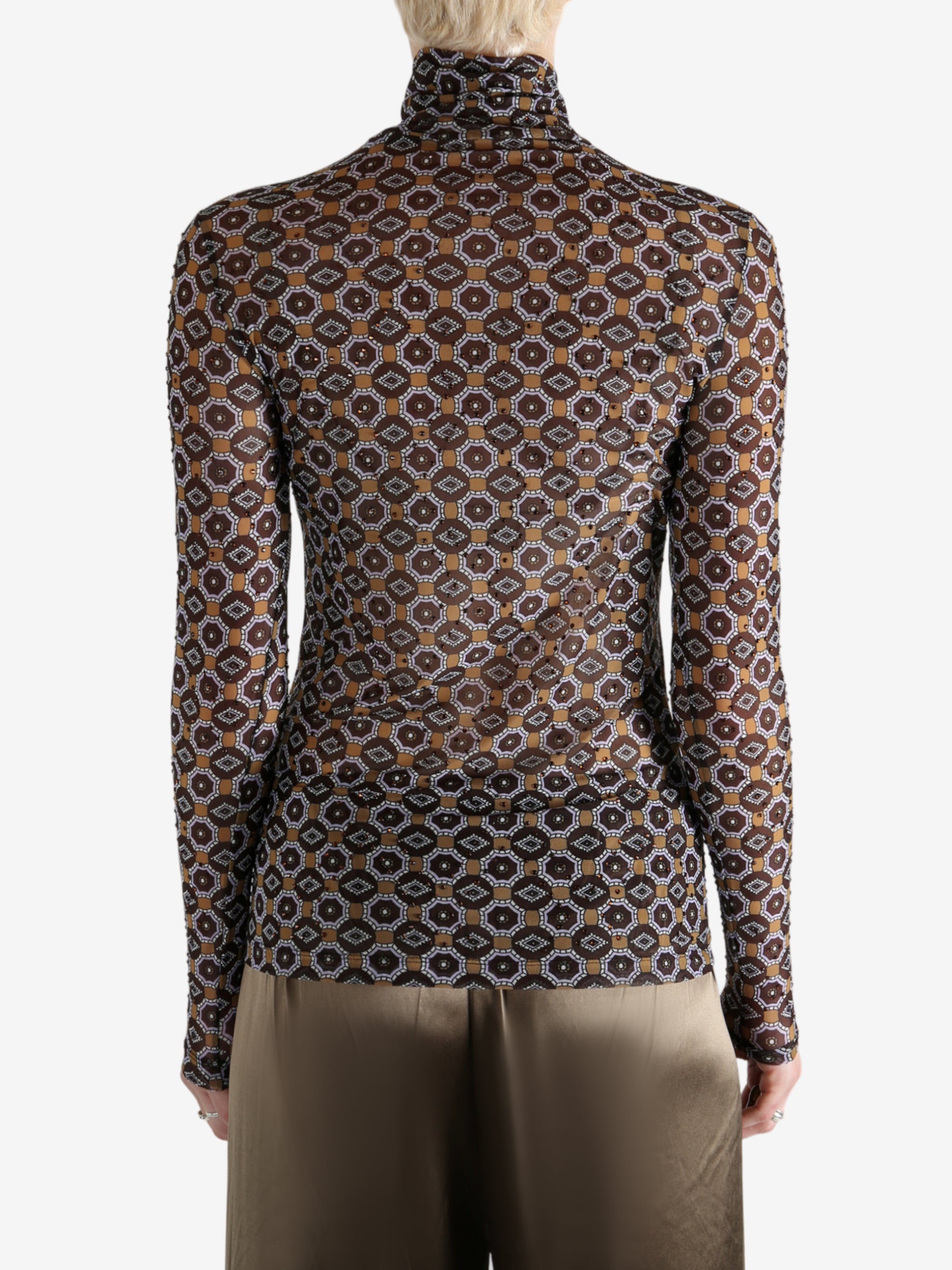 Brown Shirt worn by a person, showing the Shirt fit