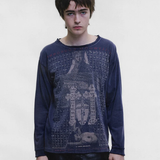 Navy t-shirt worn by a person, showing the t-shirt fit