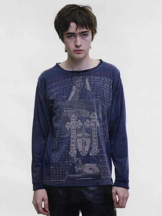 Navy t-shirt worn by a person, showing the t-shirt fit