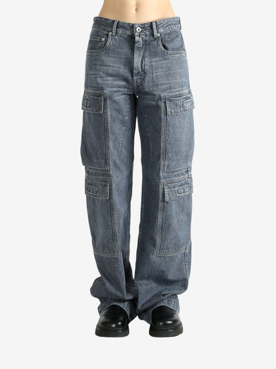 Grey pants worn by a person, showing the pants fit