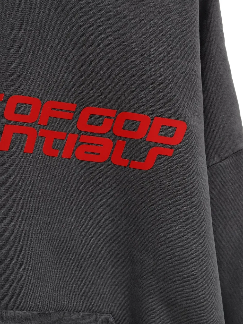 Close up of gray hoodie,showing texture of the cotton fabric