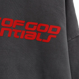 Close up of gray hoodie,showing texture of the cotton fabric